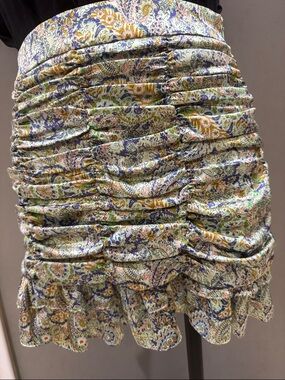 Zara Ruched Paisley Mini Skirt in Multi-Color